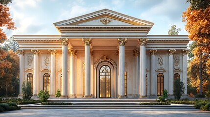 Fototapeta premium Grand wooden town hall classical architecture high resolution picture