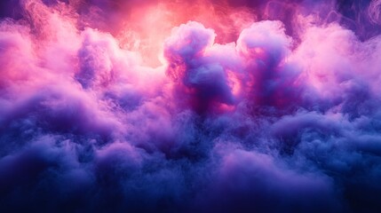 A mesmerizing cloudscape, painted with vibrant hues of purple and pink, evoking a sense of wonder and ethereal beauty