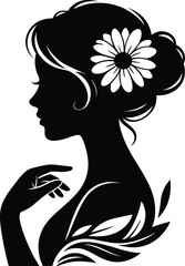 Woman silhouette, beautiful woman, graceful floral face tshirt design vector in white background.
