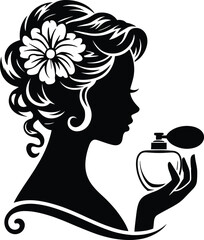 Woman silhouette, beautiful woman, graceful floral face tshirt design vector in white background.