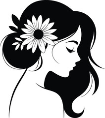 Woman silhouette, beautiful woman, graceful floral face tshirt design vector in white background.