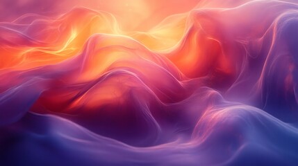 Obraz premium Abstract background with vibrant flowing fabric, evoking a sense of energy and movement. Soft light illuminates the flowing waves, creating a dreamlike and ethereal feel. 
