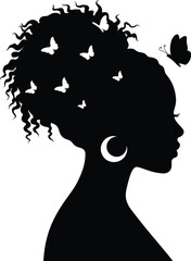 Woman silhouette, beautiful woman, graceful floral face tshirt design vector in white background.