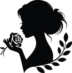 Woman silhouette, beautiful woman, graceful floral face tshirt design vector in white background.