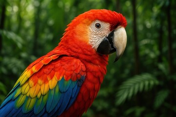 Fototapeta premium Vibrant parrot in lush rainforest
