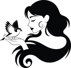 Woman silhouette, beautiful woman, graceful floral face tshirt design vector in white background.