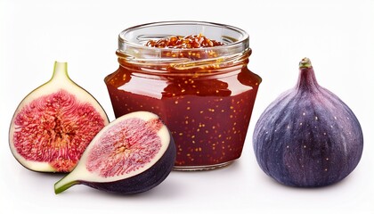 fig fruits and fig jam isolated