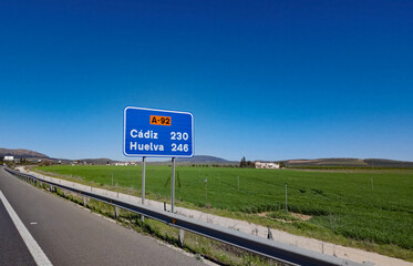 Highway A 92 direction Cadiz and Huelva in Seville, Spain - SEVILLE, SPAIN - MARCH 25, 2025