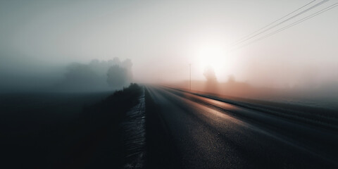 Foggy Highway at Sunrise