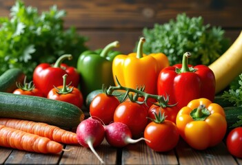 vibrant vegetable selection fresh produce colorful carrots tomatoes peppers zucchini cucumbers cucurbits radishes freshness harvest organic, root, plant, macro
