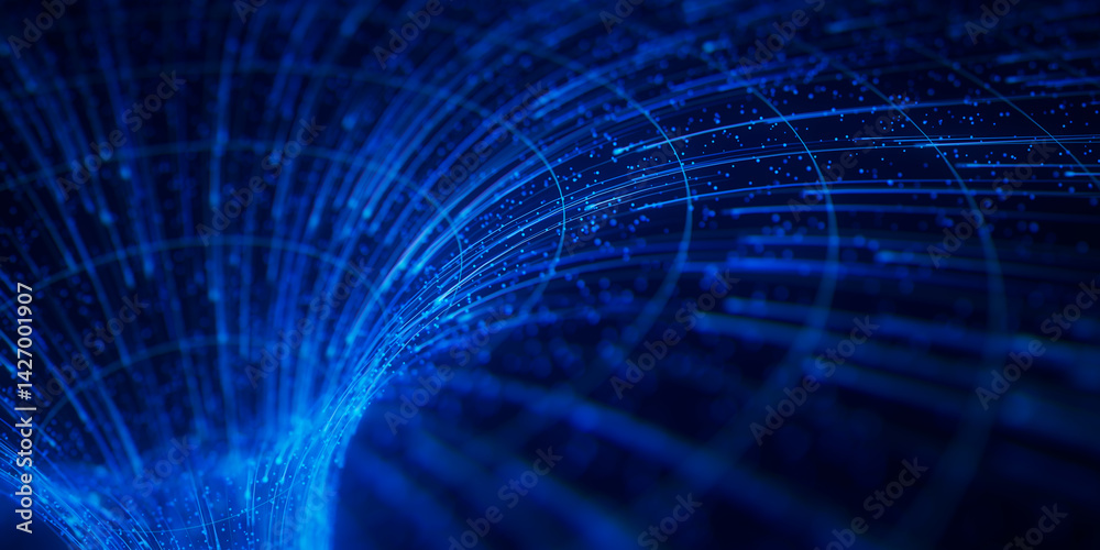 Aufkleber closeup of abstract data flow in cyber wormhole. quantum computing information vortex. digital singu
