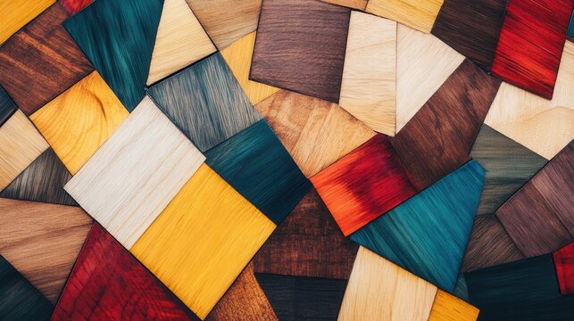Wooden marquetry wallpaper with abstract pattern texture.