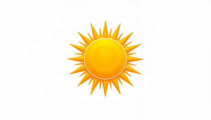 Fototapeta premium Bright sun icon radiating warmth on white background, positivity symbol