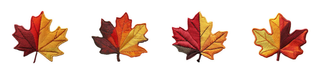 Naklejka premium Autumn leaves falling nature scene colorful leaves. Patch set png