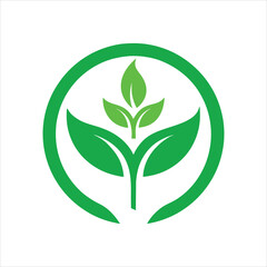 Minimal Green Plant Logo with Circle Frame