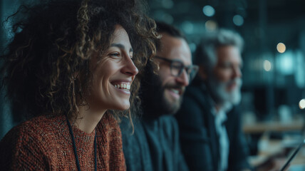 Fototapeta premium Diverse professionals collaborating in a modern afternoon workspace