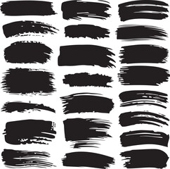 Set of vector paint brush stroke, ink splatter and artistic design elements