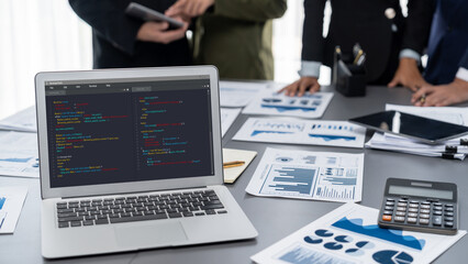 Software development programming on computer screen for brisk application and program coding