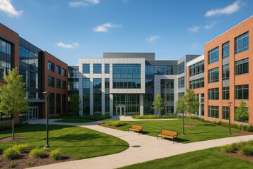 Fototapeta premium Modern corporate office building exterior.