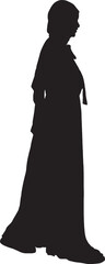vector; silhouette side view of a woman with casual clothing and burka waling