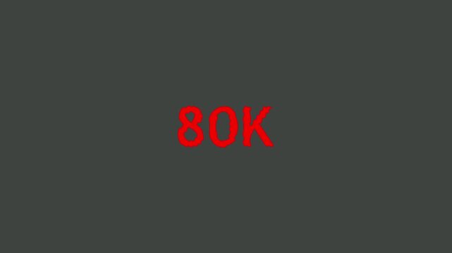  80k text, 80K followers modern animation design 80k User, 80k Followers, 80k Followers, Cinematic 80k Followers Text Animation Ripple Effects.