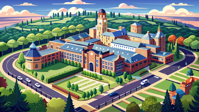 Very beautiful Aerial View of Mater Infirmorum Hospital, Crumlin Road, Belfast City, Northern Ireland - Healthcare Facility