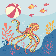 Obraz premium octopus and fish