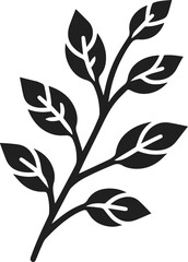 Simple leafs black silhouette Vector, leaves isolated on white, perfect neat and clean shape vector art of leafs with branch, design elements, elegant minimalist drawing leafs art vector