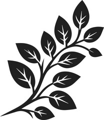 Simple leafs black silhouette Vector, leaves isolated on white, perfect neat and clean shape vector art of leafs with branch, design elements, elegant minimalist drawing leafs art vector