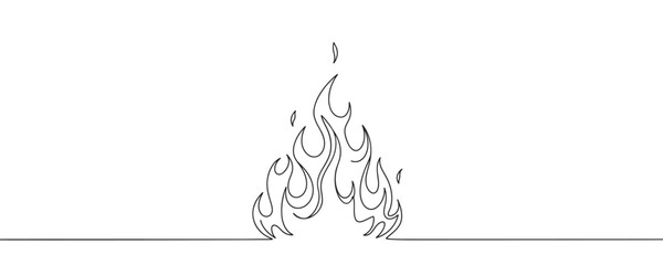Obraz premium Continuous line of fire, bonfire. Vector illustration.