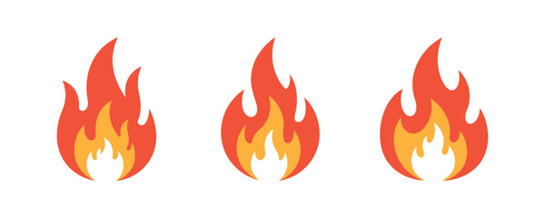 Fire flame icons set. Modern vector icon design.