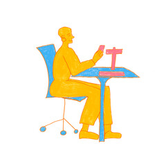 man sitting on a chair and work