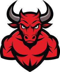Tough Bull Mascot Logo with Big Horns
