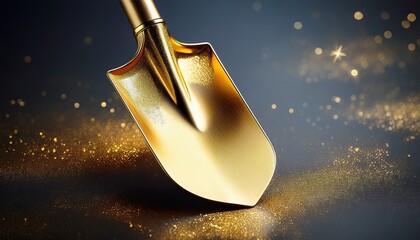 a ceremonial gold painted spade for a groundbreaking
