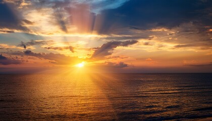 Naklejka premium nature beautiful light sunset or sunrise sky over sea background