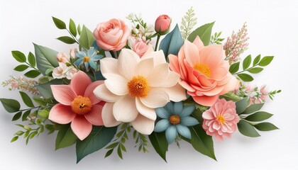floral boquet design on a isolated on white backgroun generative ai