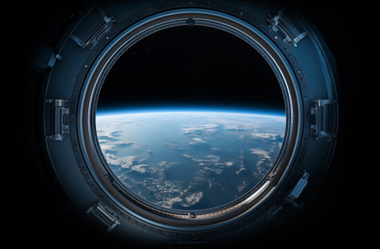 La Terre vue depuis par le hublot d'un vaisseau spatial en orbite basse.