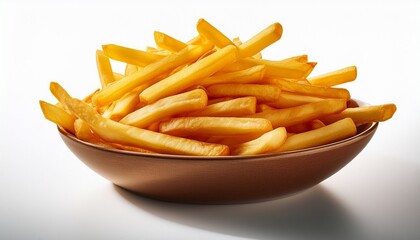 a bowl of french fries on a white background