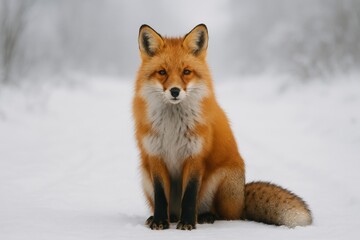 Fototapeta premium Majestic fox in snowy wilderness.