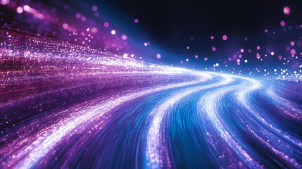 Obraz premium Abstract cosmic pathway of swirling vibrant light trails.