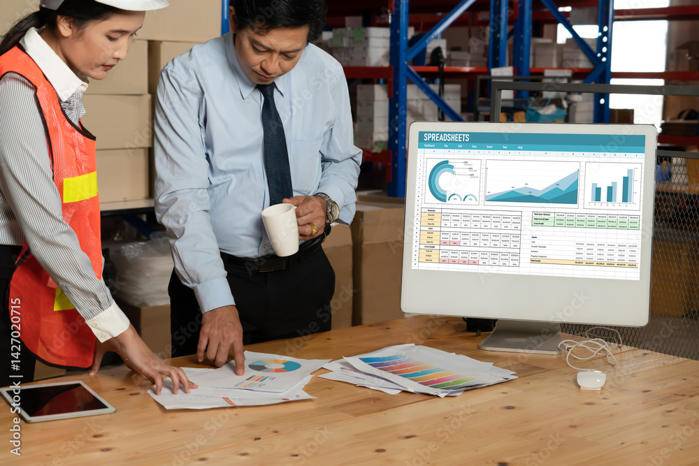 Poster spreadsheet document information financial startup concept. data and graphs in spreadsheet documents