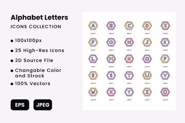 Alphabet letter vector icons set