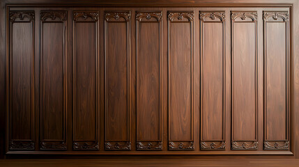 Fototapeta premium Dark Brown Carved Wooden Wall Paneling