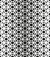 Black and white seamless pattern. Modern geometric background with hexagons.