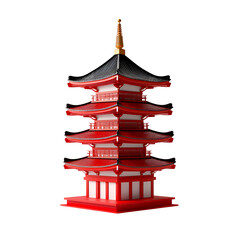 Traditional Japanese Pagoda Structure with Red and Black Roofing Design