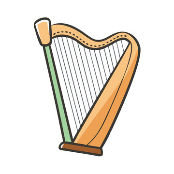 recommend clip art: celtic harp icon, celtic harp vector illustration-simple illustration of celtic harp, perfect for celtic harp logos and icons