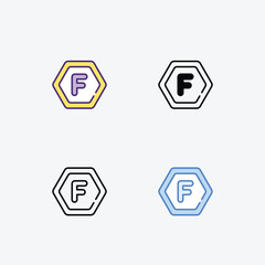 Letter F icons set in different style vector stock illustration