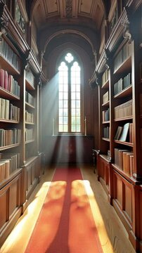 Library aisle with natural light