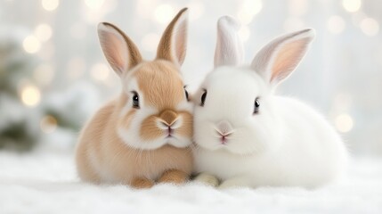 Two baby bunnies, close-up