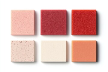 Assorted color swatches, square shapes, various textures